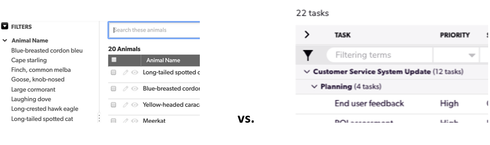 Dynamic filters vs column filters in the Quick Base grocery store ...